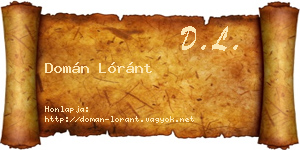Domán Lóránt névjegykártya